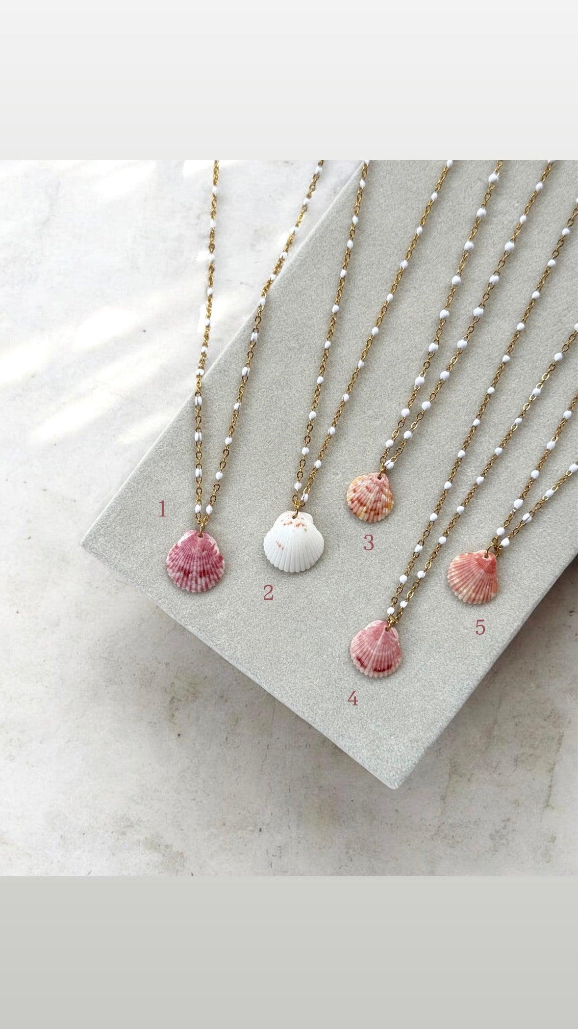 Scallop Gold & White Confetti Dainty Satellite Chain
