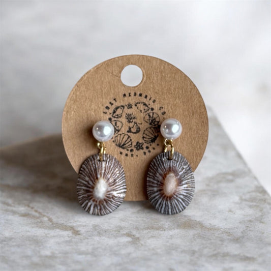 Drop Pearl Limpet Earrings